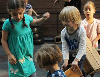 Elementary students playing