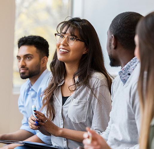 Woman speaking in a class setting