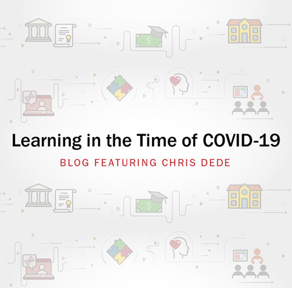 Graphic with the words learning in the time of covid-19