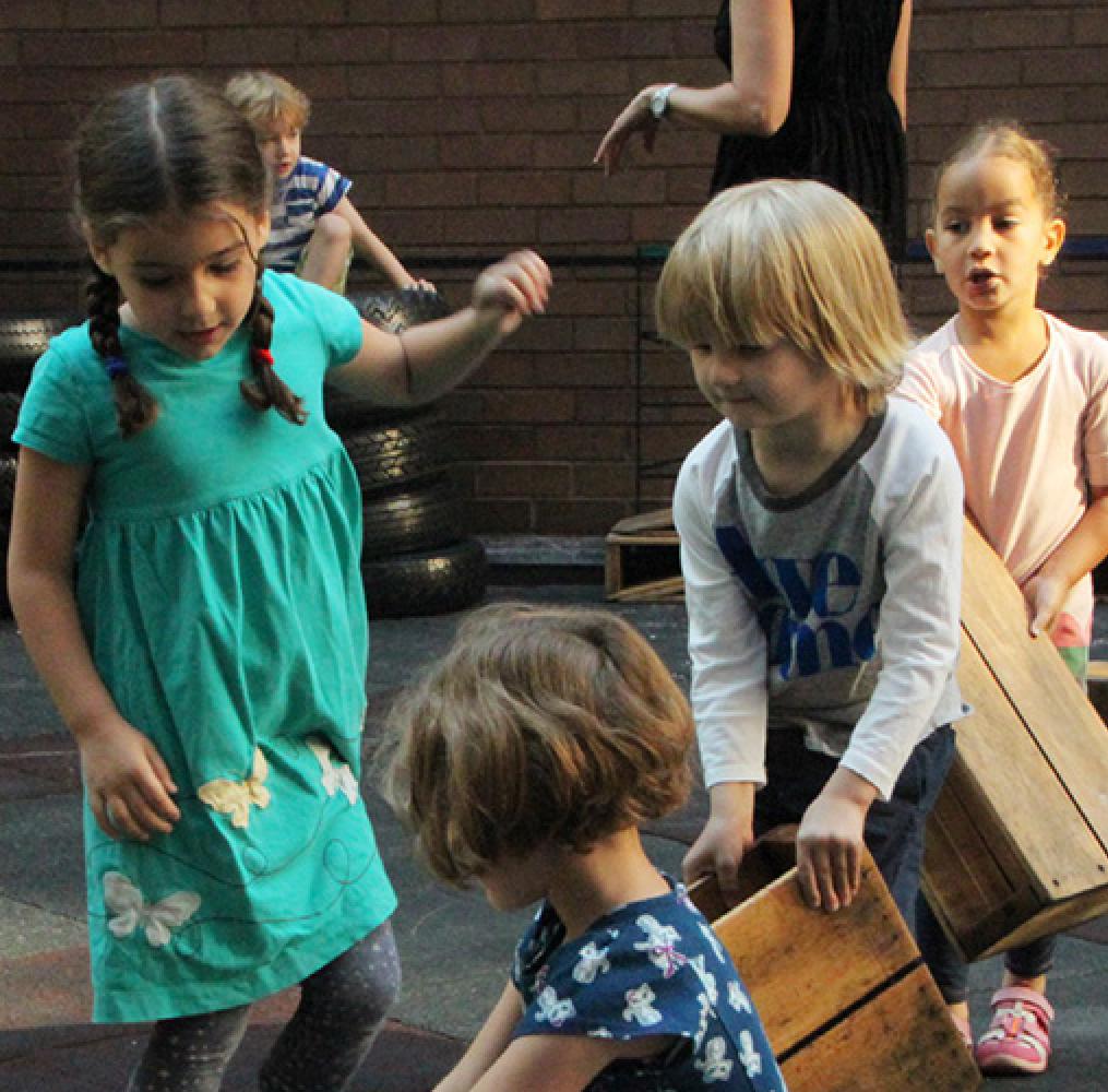 Elementary students playing