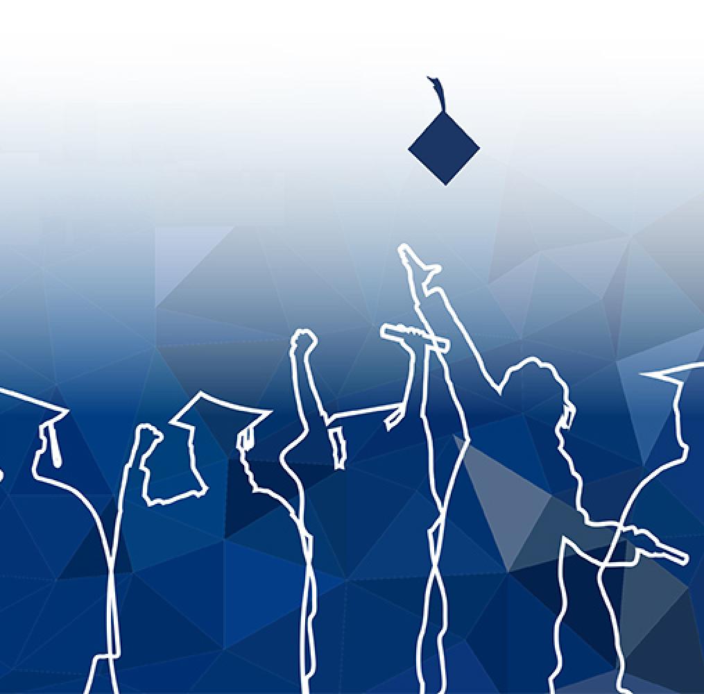 Graphic of graduates throwing cap in the air