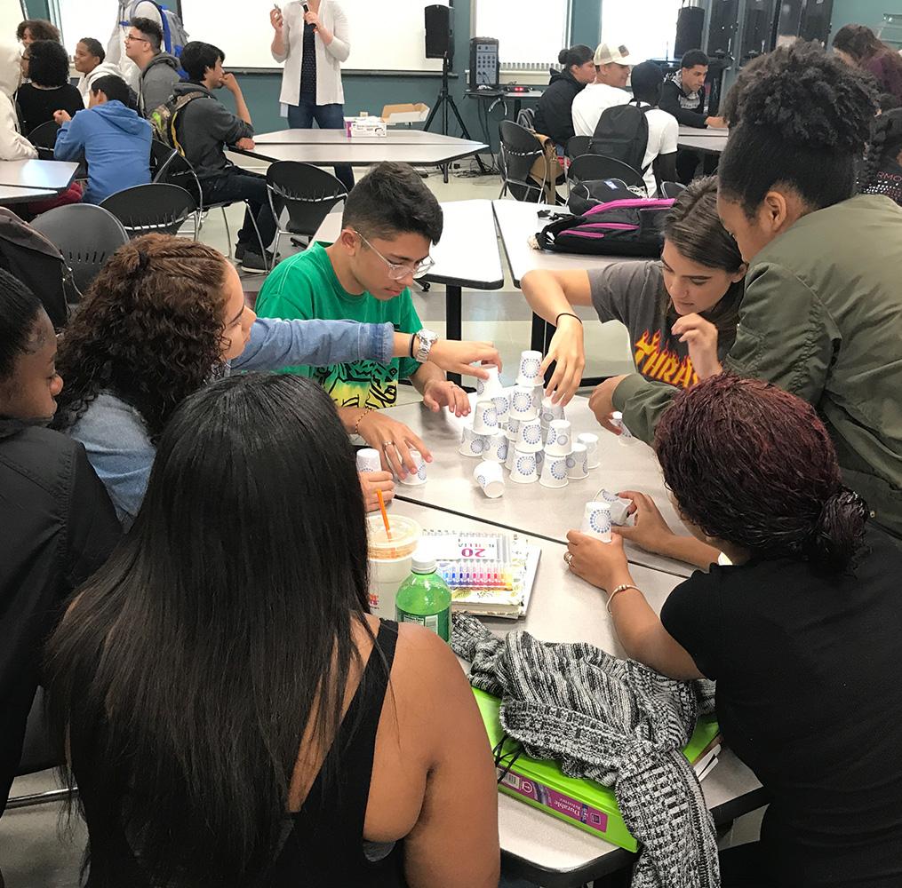 High school students working on a project