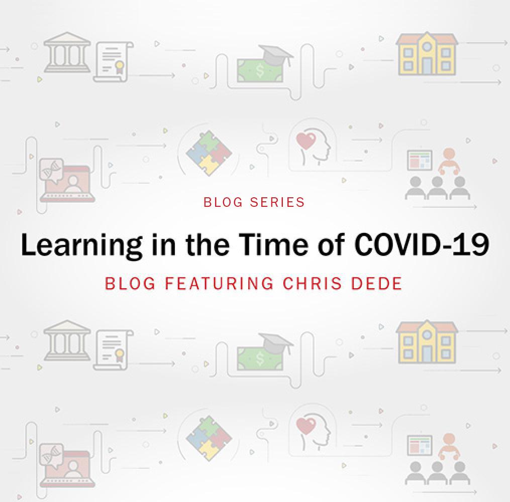 Graphic with the words learning in the time of covid-19