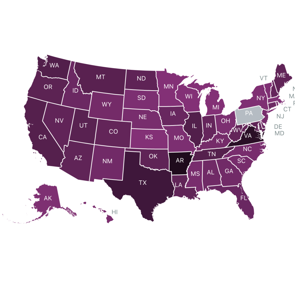 Map of the United States.