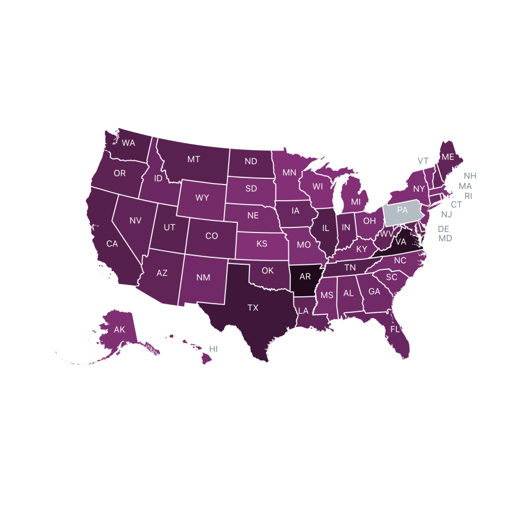 Map of the United States.