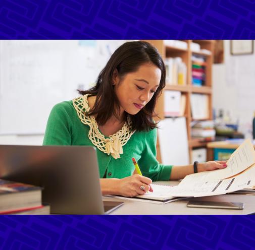 Asian woman working at a desk