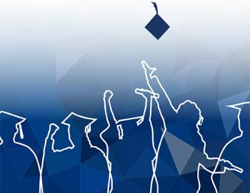 Graphic of graduates throwing cap in the air