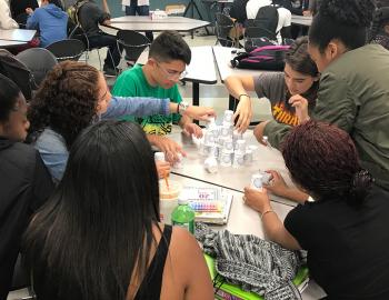 High school students working on a project