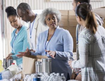 Group of volunteers at a food pantry