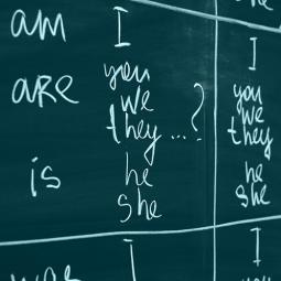 a blackboard with english grammar